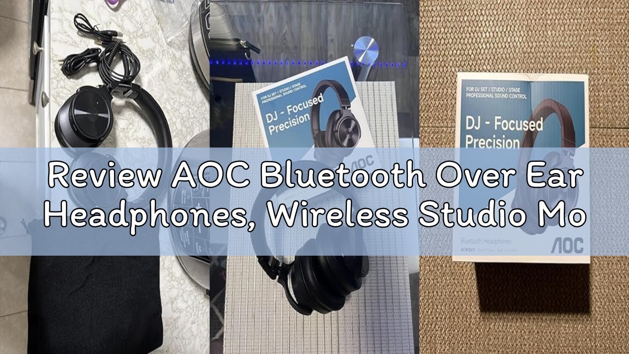Review AOC Bluetooth Over Ear Headphones, Wireless Studio Monitor & Mixing DJ Headphones with 72H Pl