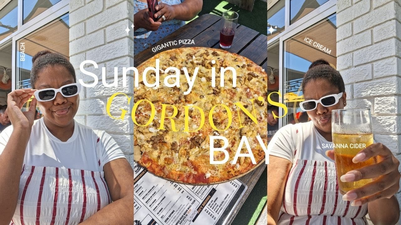 Cape Town Chronicles: Sunday in Gordon's Bay ☀️ | Lunch, Beach, Ice cream 🍕🏖️🍦