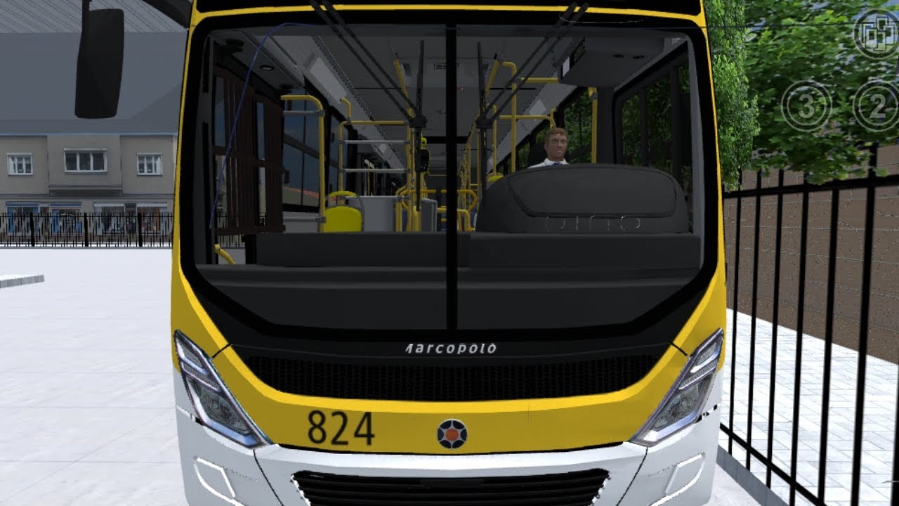 Jogando próton bus no volante de papelão