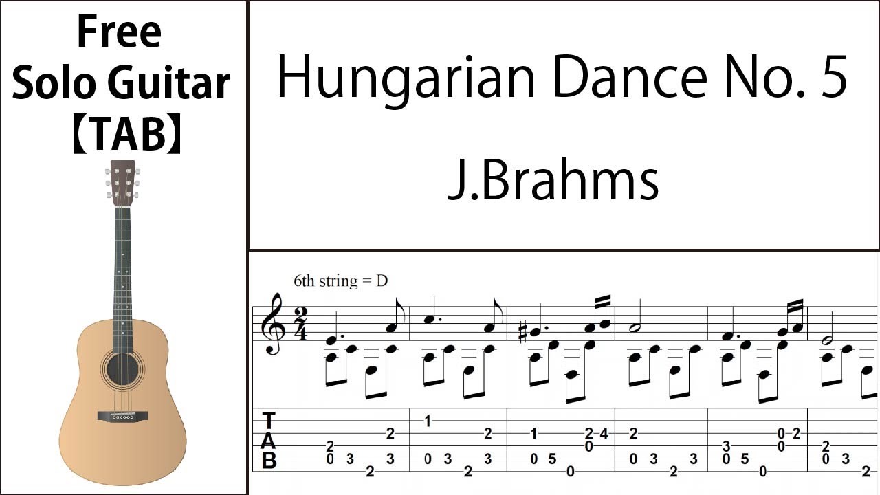 Hungarian Dance No. 5 (Brahms) Fingerstyle Guitar【Score & TAB】
