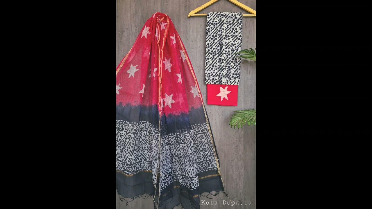 Exclusive Handblock printed Pure Cotton suit with kota doria ||Latest Design Of Kota Doria Suit 2021