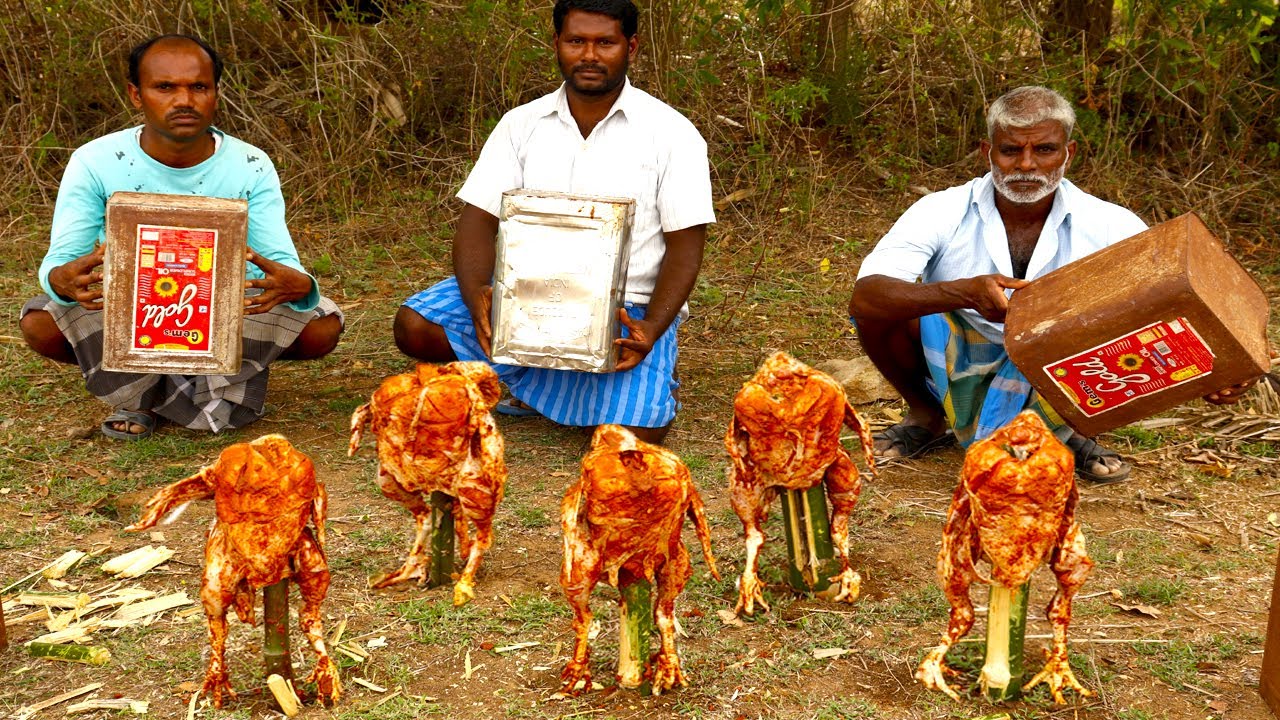 TIN CHICKEN !!! Grilled Chicken in oil tin | Tandoori Chicken prepared by uncle/food fun village