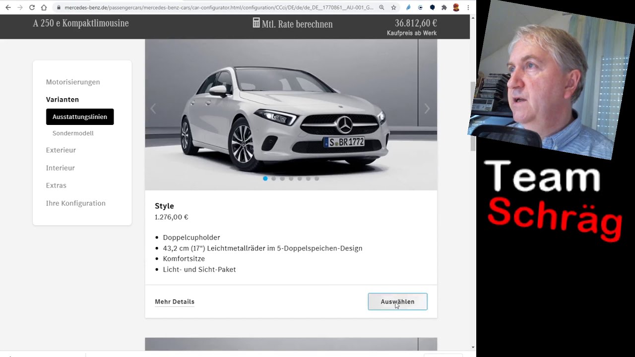Mercedes A-Klasse Plugin-Hybrid 2020: Konfiguration Vorf&uuml;hrwagen  | Praxistest Konfigurator