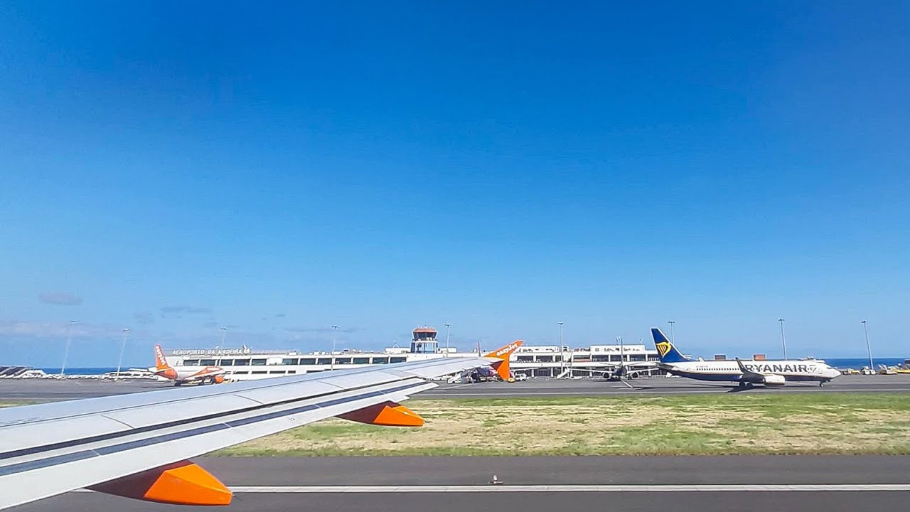 WINDY TAKEOFF FROM FUNCHAL CRISTIANO RONALDO AIRPORT (FNC/LPMA) IN THE AFTERNOON