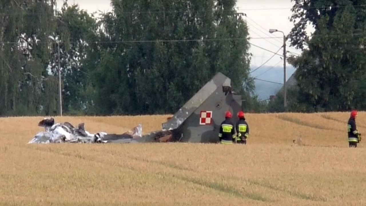 Miejsce katastrofy wojskowego samolotu MiG-29 z Malborka
