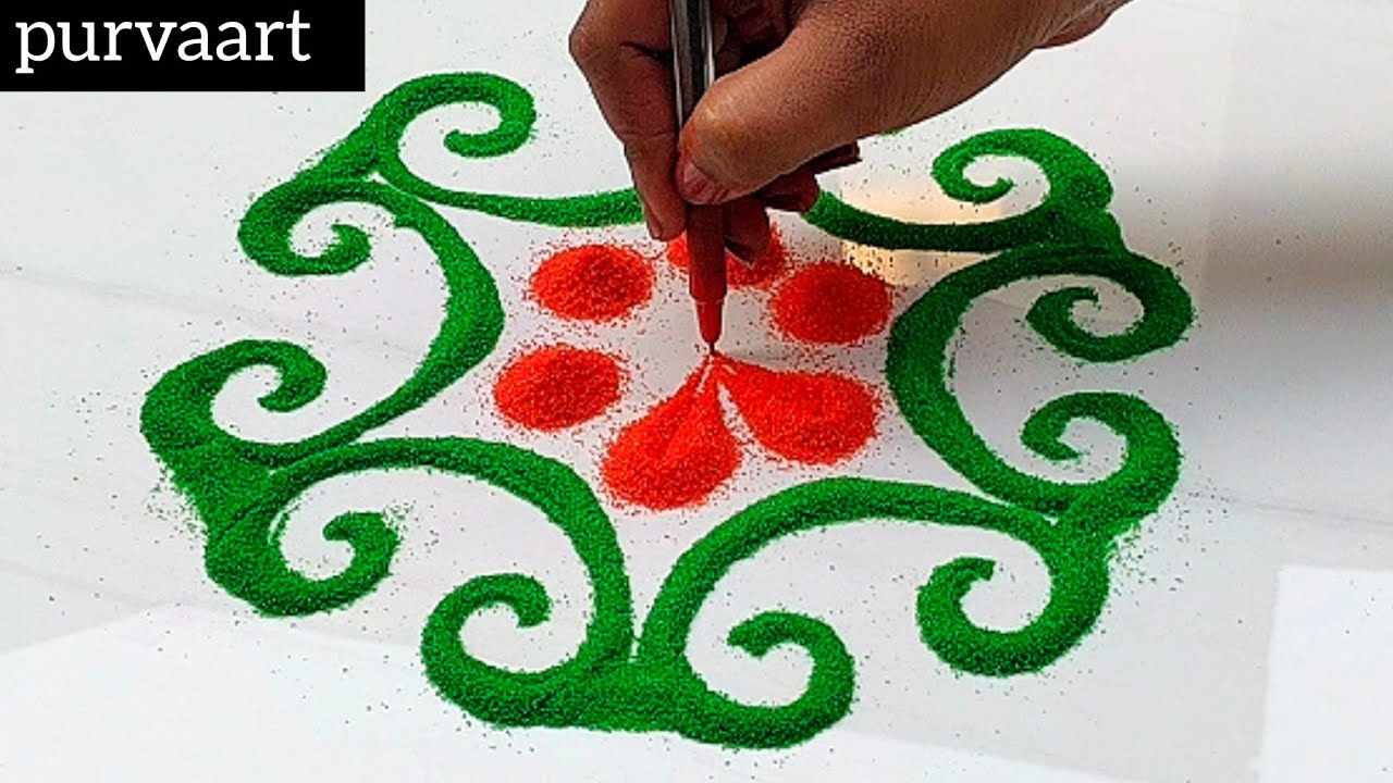 Simple Beautiful Rangoli Design | Trending 2025 | Beginner Friendly Step by Step🌼