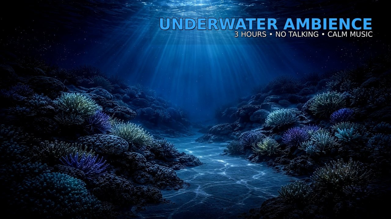 Underwater Ambience for Studying (3 Hours) — Ocean Sounds + Calm Ambient Music (No Talking)