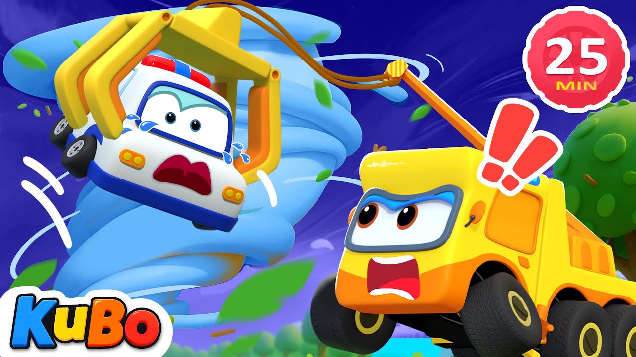Whoa! A Big Typhoon Is Coming, Time for a Rescue! | Trucks for Kids | Kubo - Cartoons For Toddlers