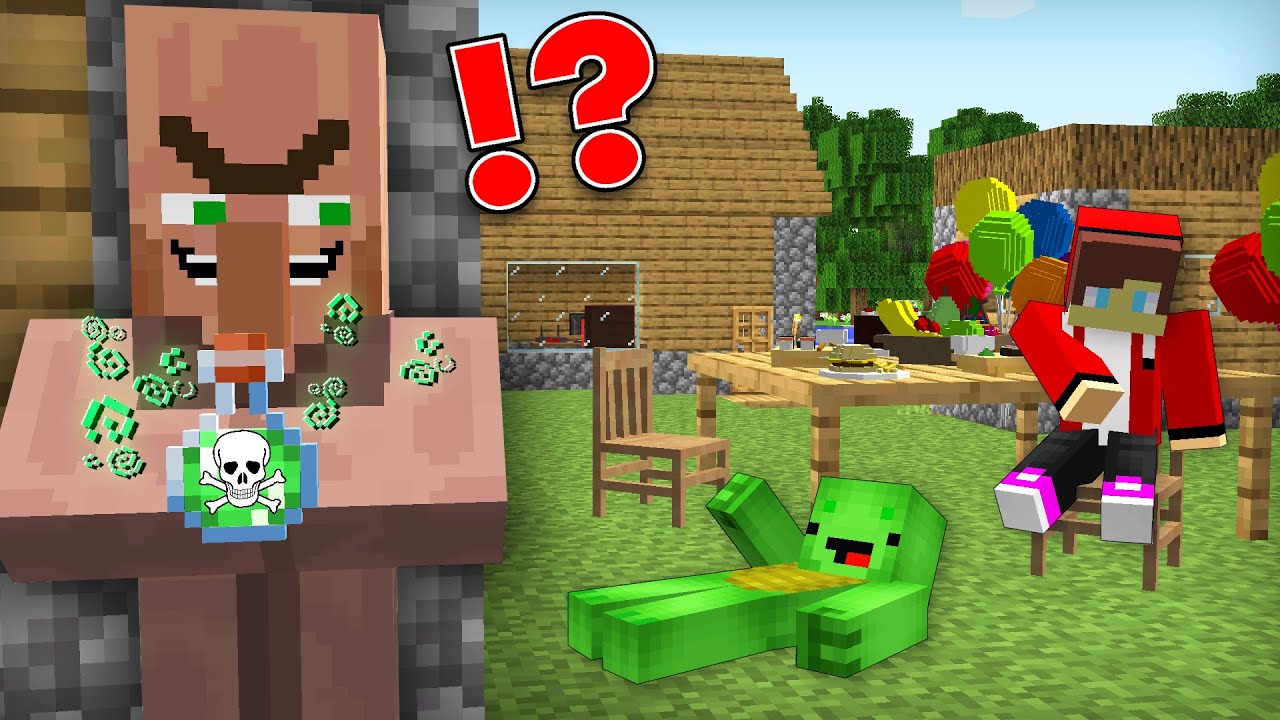 JJ and Mikey are POISONED by an Evil Villager in Minecraft ?! (Maizen)