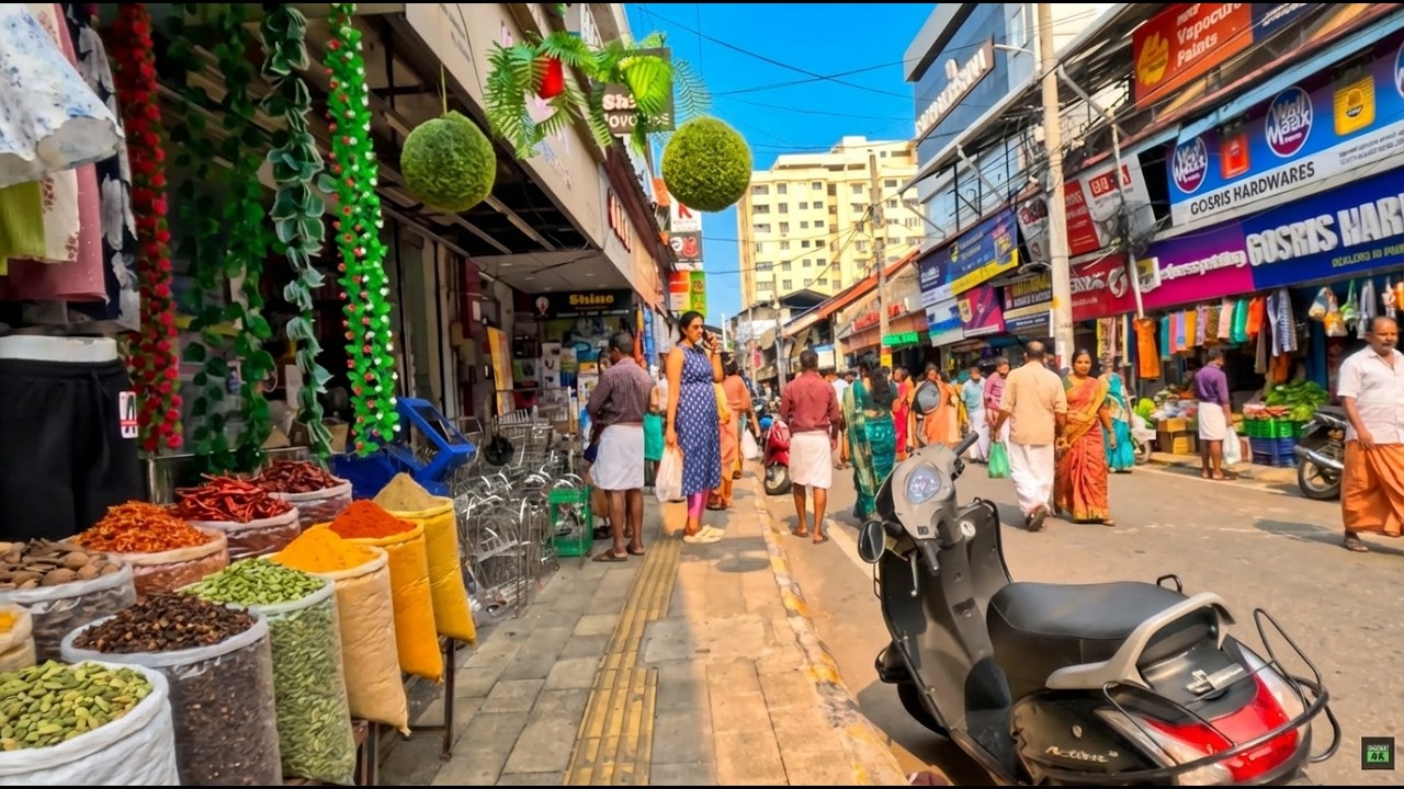 India Walking Tour 4K | Ernakulam Broadway Market Kochi Kerala Street Experience | 4K 60 FPS