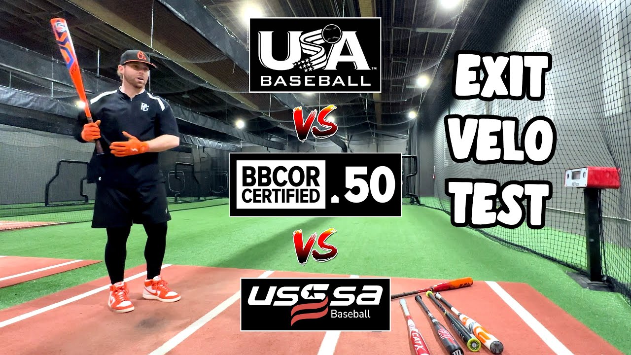 Бейсбольная бита BBCOR против USSSA против USA | Сравнение скорости вылета