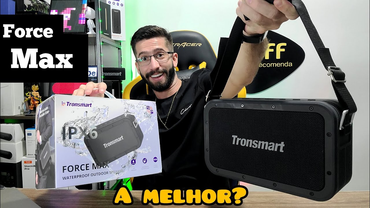 MAGNÍFICA! Tronsmart FORCE MAX 80W IPX6: Bateria 15.000 Mah, Graves Fortes e Super PORTÁTIL!