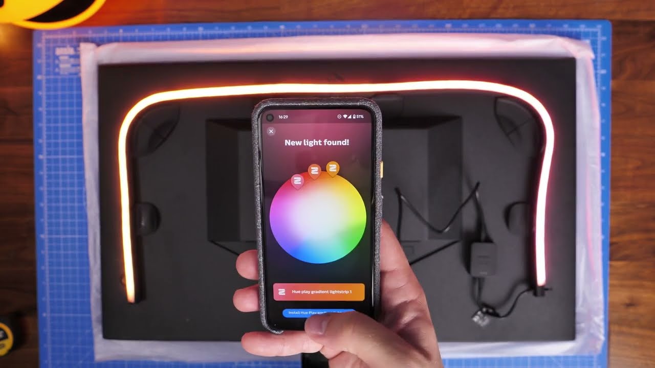 Philips Hue Gradient Monitor lightstrip install ASMR style with no commentary