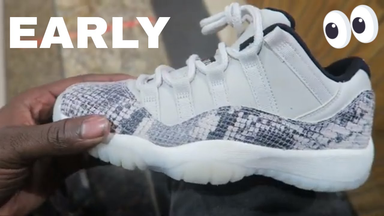 AIR JORDAN 11 RETRO LOW LIGHT BONE SNAKESKIN EARLY LOOK