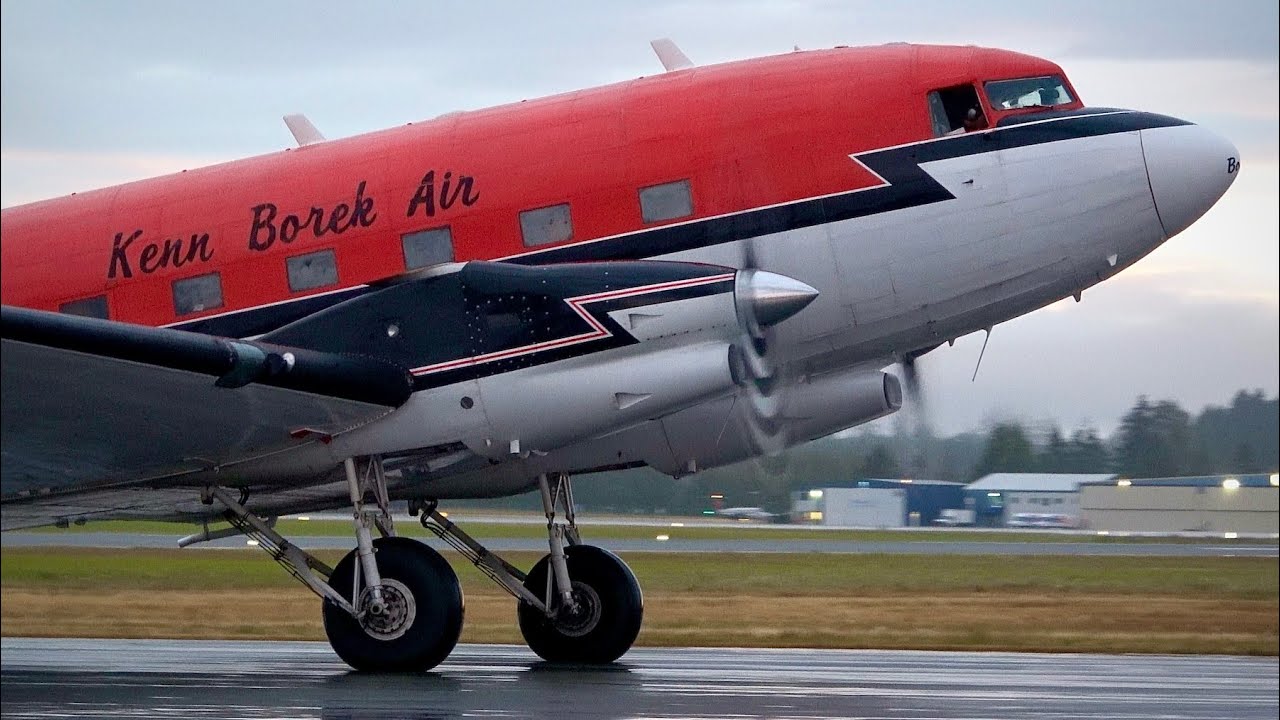 82 Year-Old DC-3 Still in Service! Kenn Borek Air Basler BT-67 Landing, Startup & Takeoff at YYJ