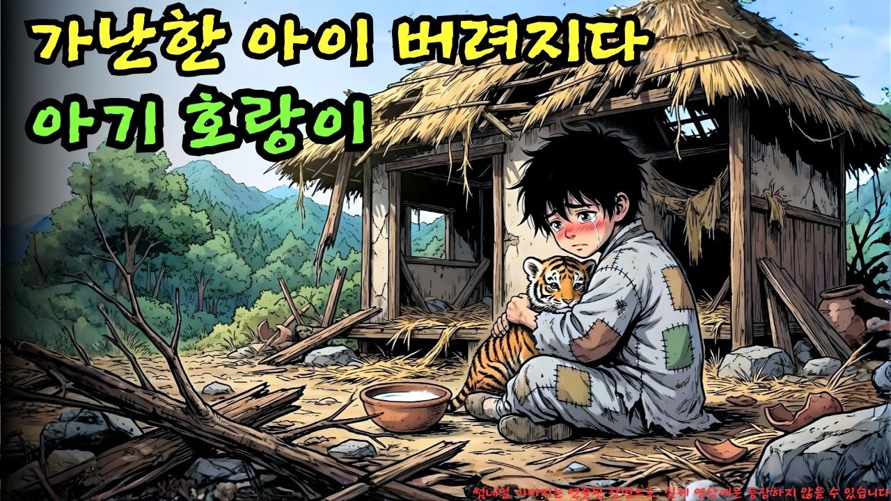 👉 부모에게 버려진 가난한 아이의 초가집 아래에 아기 호랑이가 있었다… 이 행동은 위험한 것일까? | 야담 |옛날이야기 |민담 |전설 | 설화