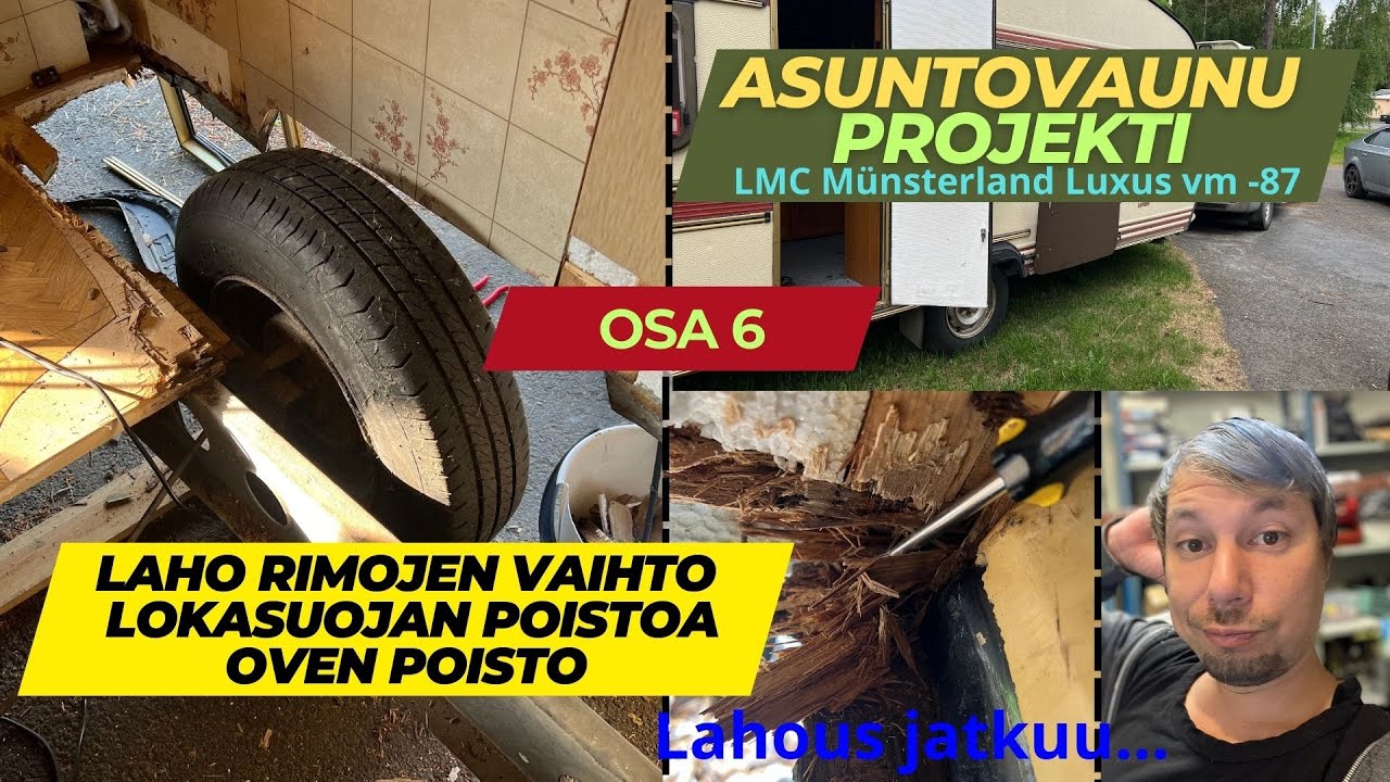 Asuntovaunu Korjaus #6: Lokasuojan Poisto ja Lahojen Sivurimojen Uusiminen