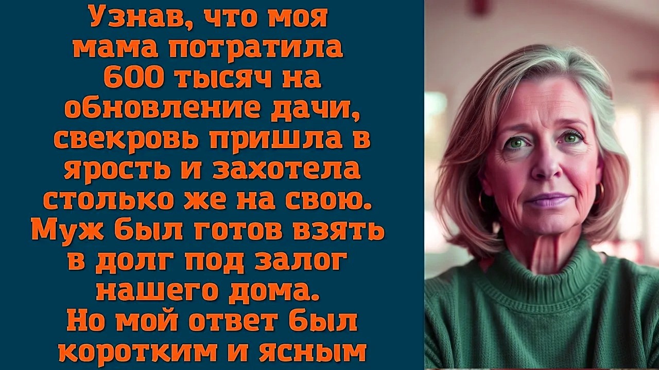 Узнав, что моя мама потратила 600 тысяч на обновление дачи, свекровь пришла в ярость и захотела