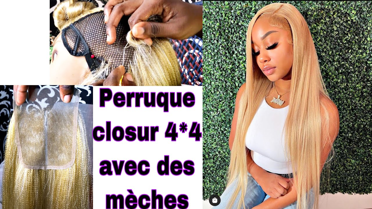 DIY:Comment faire une perruque closure 4*4 avec mèche outré,entièrement crochet