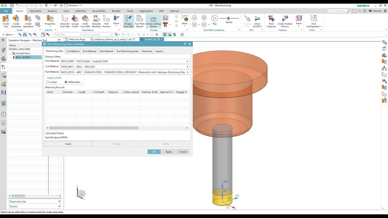 NX CAM Create Tool Library and Machining Data
