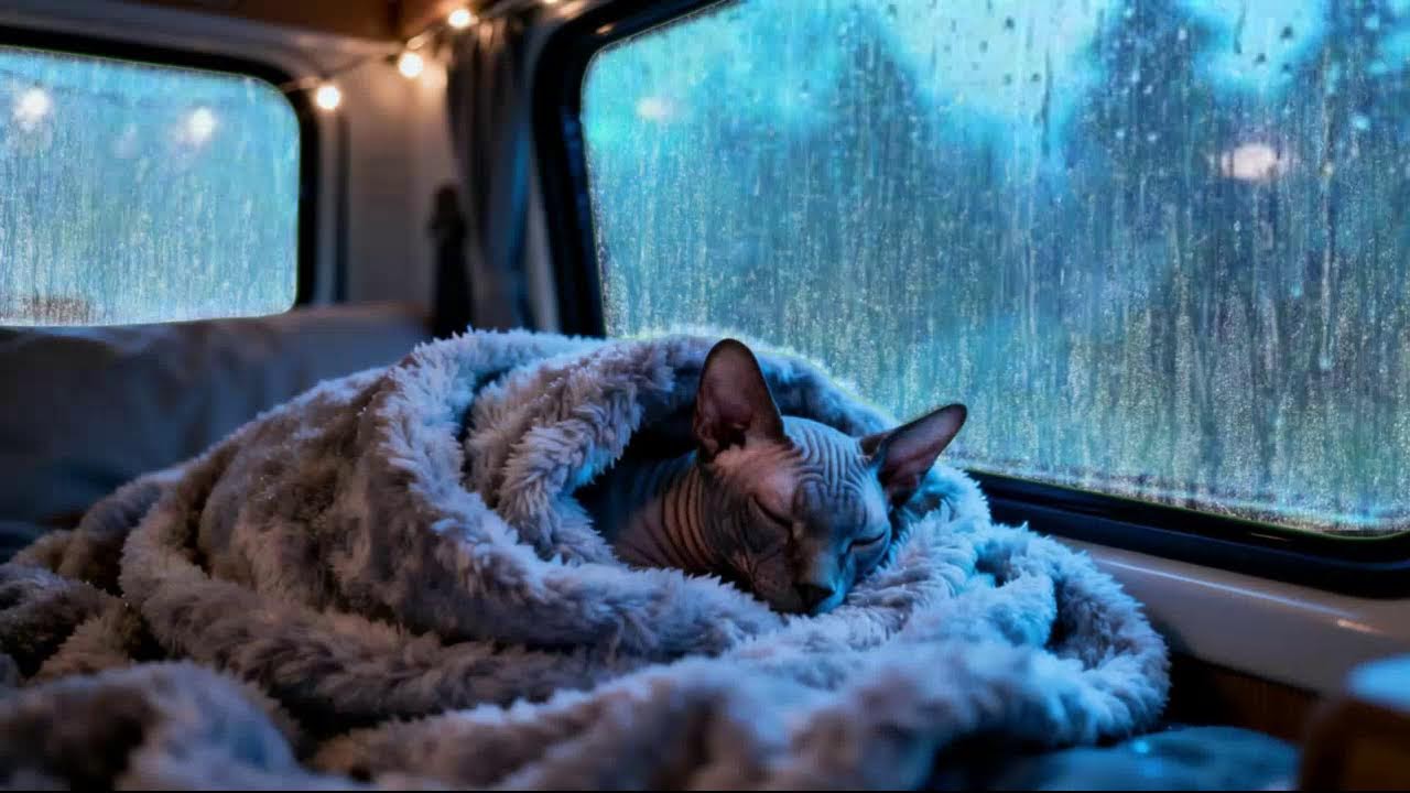 Warm Cozy Rain on Car Roof | Night Rain for Stress Relief