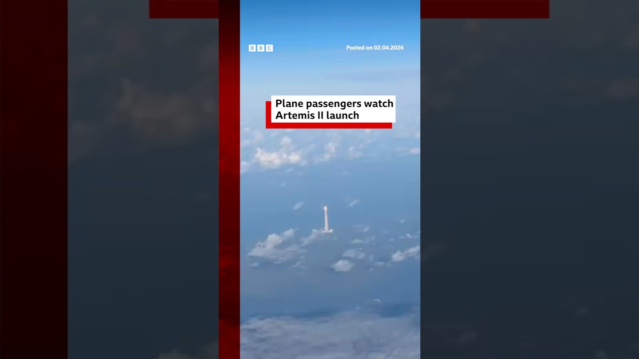 Plane passengers watch Artemis II launch. #Nasa #Space #BBCNews