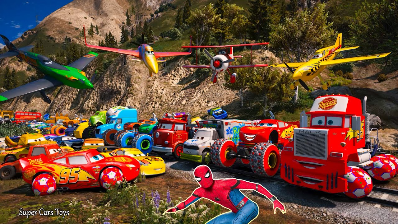Cars Crazy McQueen High Impact Monster Truck Mack Hauler Mater Jackson Storm Friends Racing Toys #1