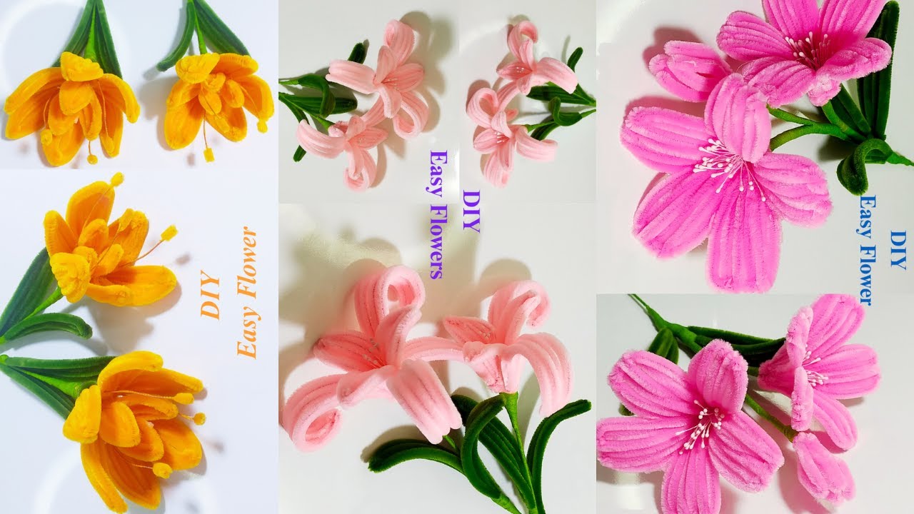 3 DIY Easy Flowers | how to create easy flowers with pipe cleaner | Easy way for Tutorial Flowers