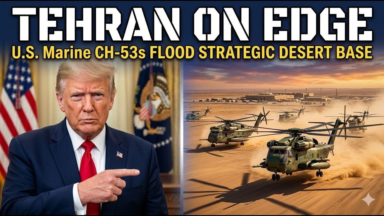 TEHRAN ON EDGE: U.S. Marine CH-53 Helicopters Flood Strategic Desert Base