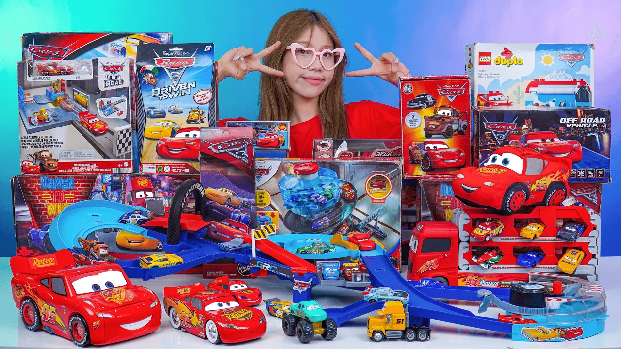 Review Unboxing Pixar Cars Disney 🚗🚕 Lightning McQueen, Circus Stunt Ivy, gain hauler,Tow Mater