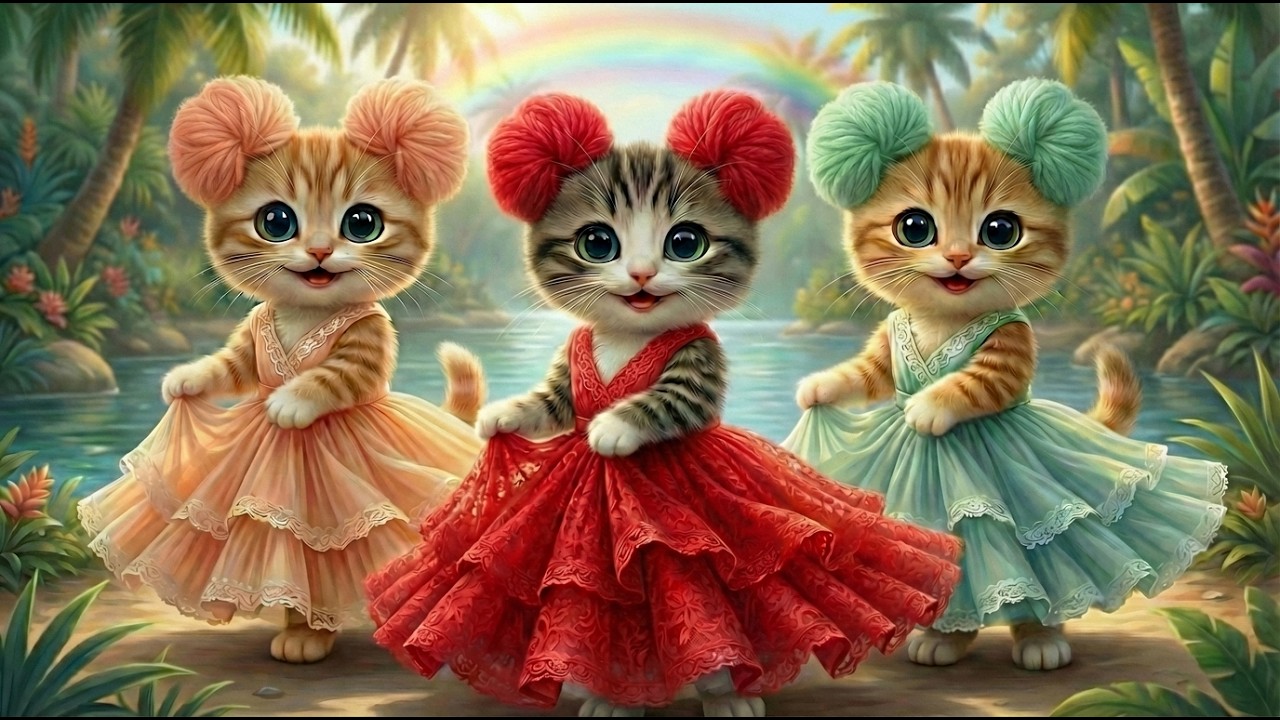 Cute Animated Cat Dance | Cheerful Cats in Colorful Outfits That Bring Joy#kpop #cat#猫