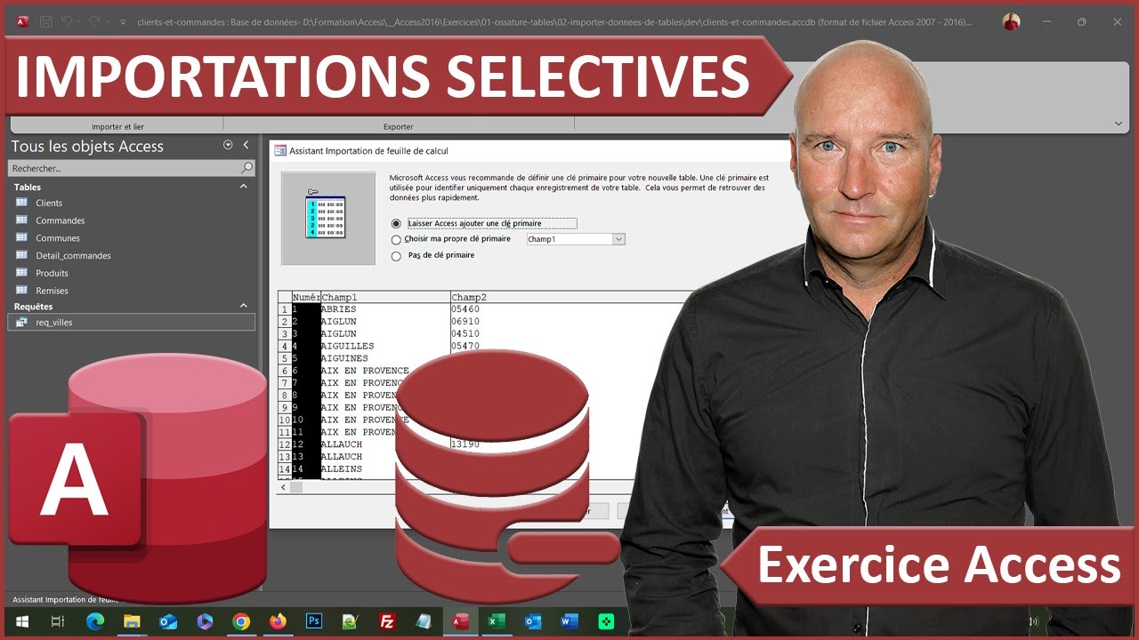 Exercice Access sur l'importation sélective de données