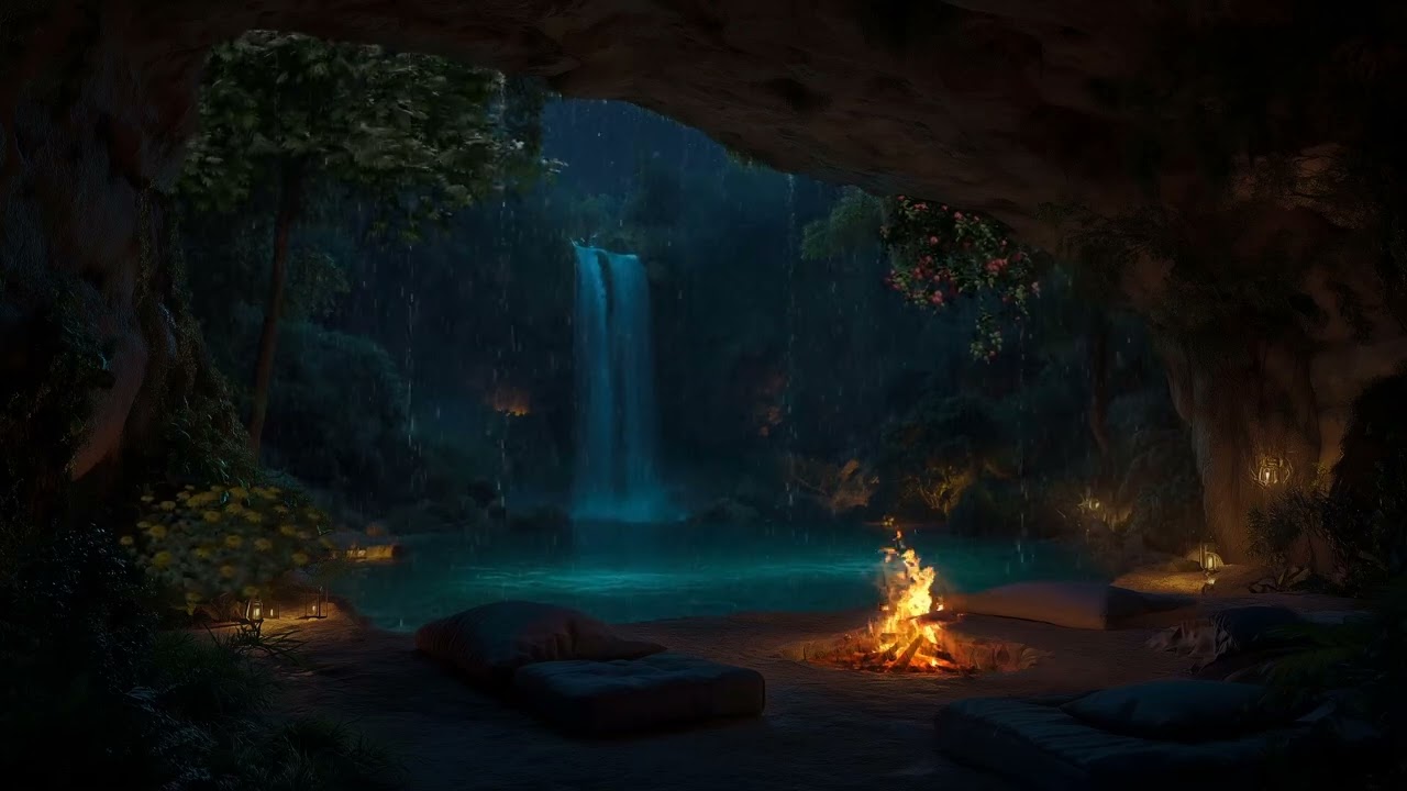 36 Hours Sleep in a Cave 🌧️ Fall Asleep in 5 Minutes with Rain & Campfire Sounds for Deep Rest😴🔥
