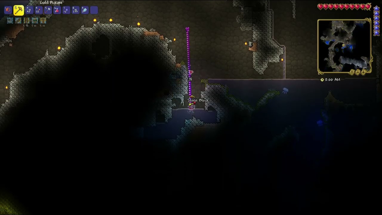 Terraria Let's Play - Classic Mode- 004 - Making Pylons and stairs/ Eye of Cthulhu.