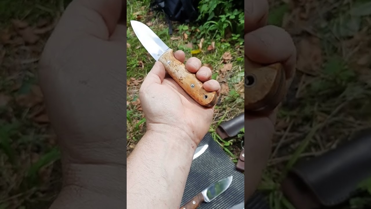 Nože typu bushcraft mé výroby. Nůž Bushcraft Black, Bushcraft MM, a Woodlore.