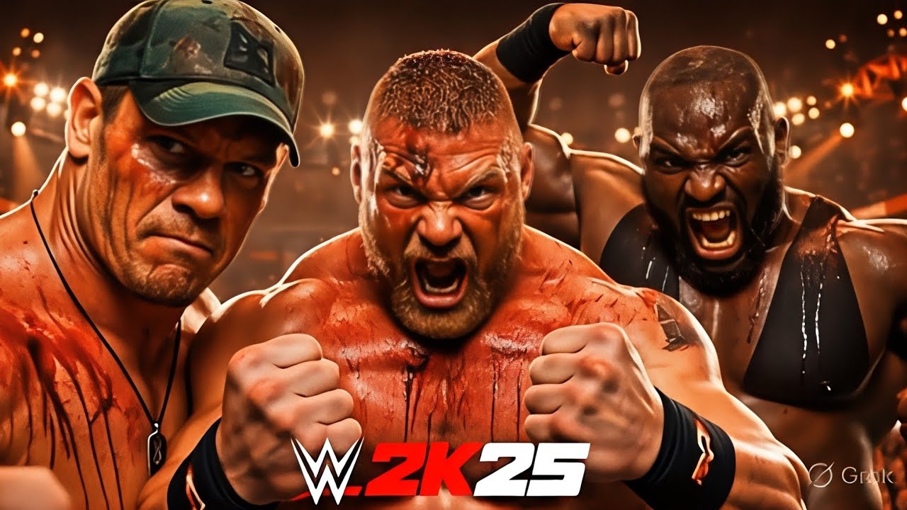 Brock Lesnar vs Omos vs John Cena – Epic Triple Threat Match | WWE 2K25 Gameplay