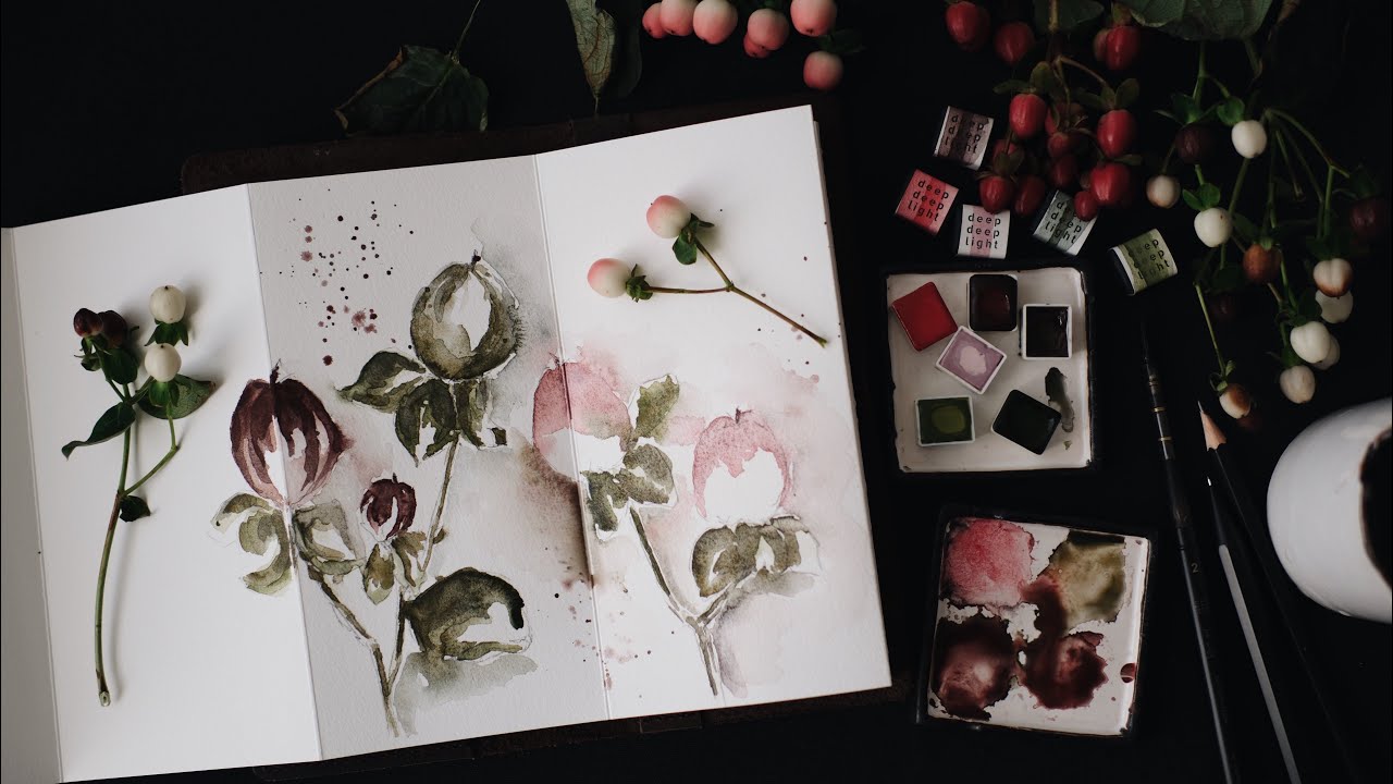 Loose Winter Mood Flower Illustration in DeepDeepLight Leporello @santa_smolaka