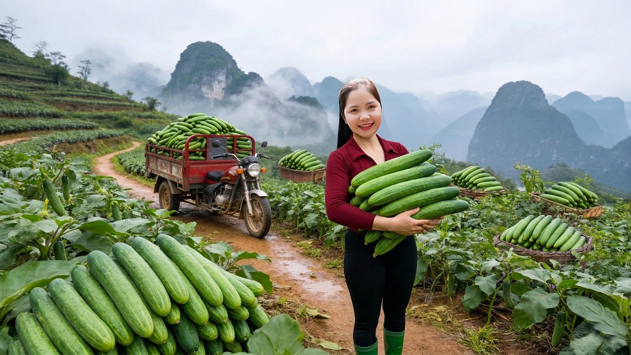 Harvesting 1000+ Organic Cucumbers To Sell At Local Market, Refreshing Cucumber Salad Recipe