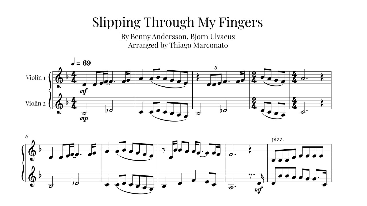 SLIPPING THROUGH MY FINGERS (ABBA) | Violin duet