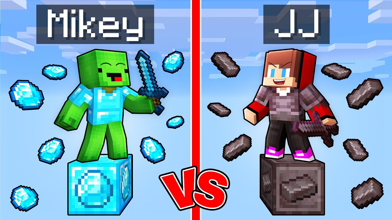 Mikey DIAMOND vs JJ NETHER One Block Battle in Minecraft (Maizen)