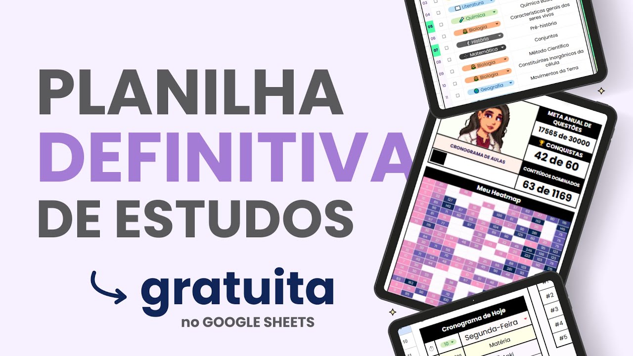 [GRATUITO] Planilha Completa de Estudos com Revisão Programada e Caderno de Erros - Google Sheets