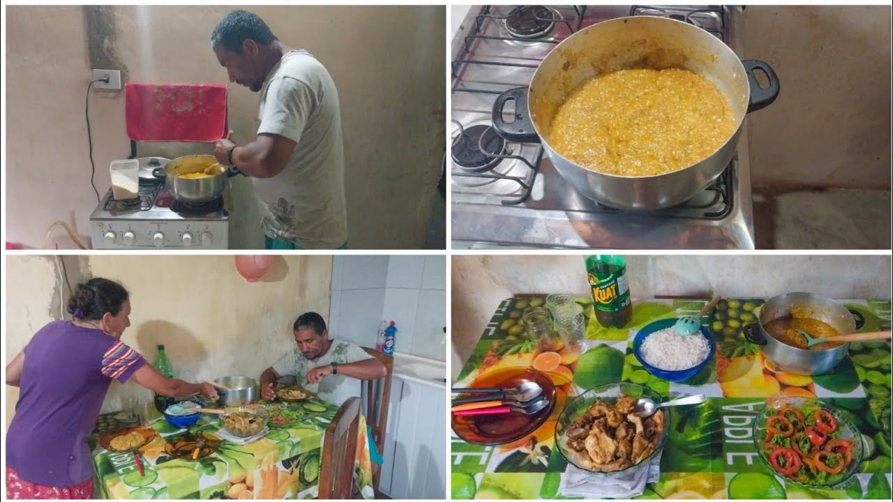 MEU MARIDO ME AJUDOU A PREPARAR O ALMOÇO 🥰 JUNTOS FIZEMOS PIRÃO DE GALINHA!