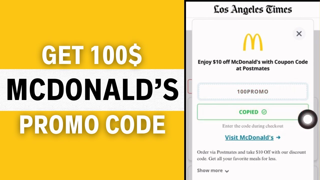 McDonald's Promo Codes | How to Get 100$ Working McDonald's Promo Code