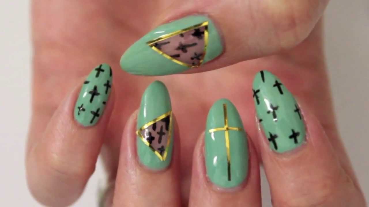 ✞ Mint Cut Out Nail Design ✞
