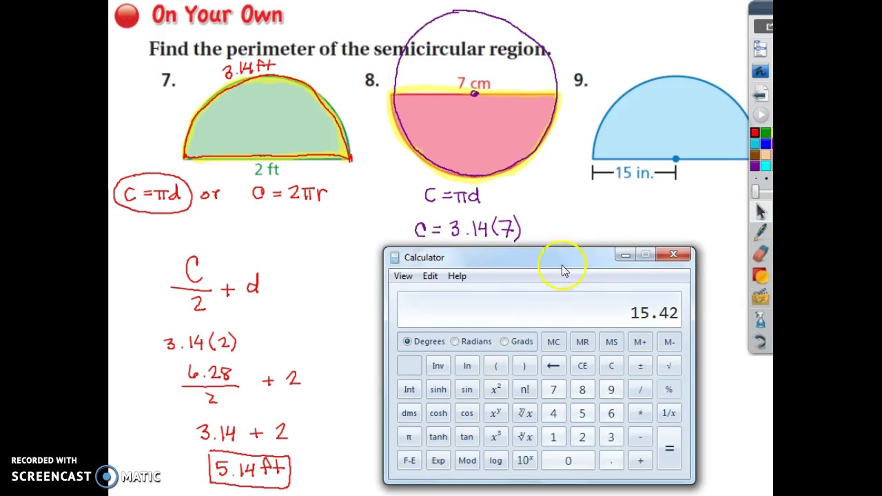 7th Grade - 8.1 (2) - Finding the Perimeter of a Semicircle