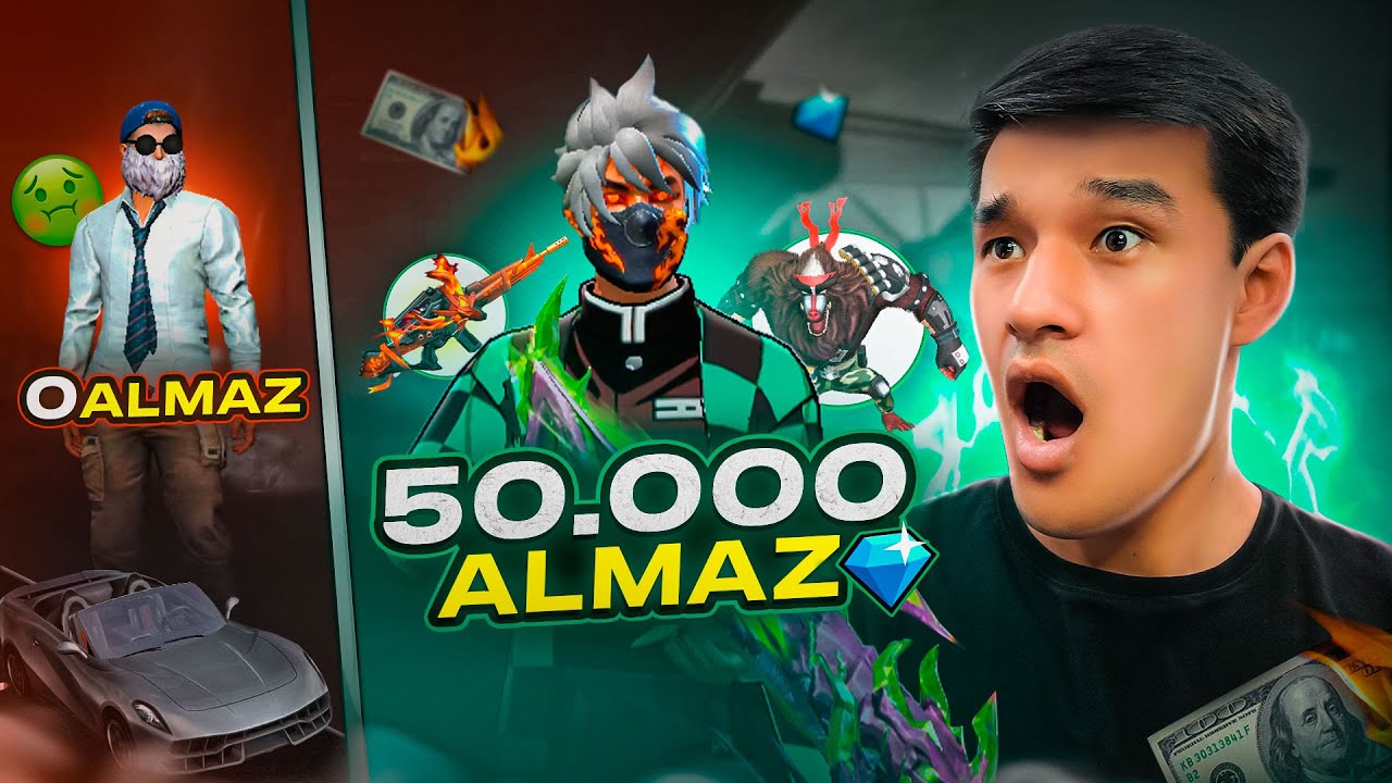 50.000 ALMAZGA 💎💎💎 OBUNACHIMNI AKKAUNT KUCHAYTIRDIM 🤩🤩 BUNAQA OMADLISI BOMAGAN / PROKACHKA FREE FIRE