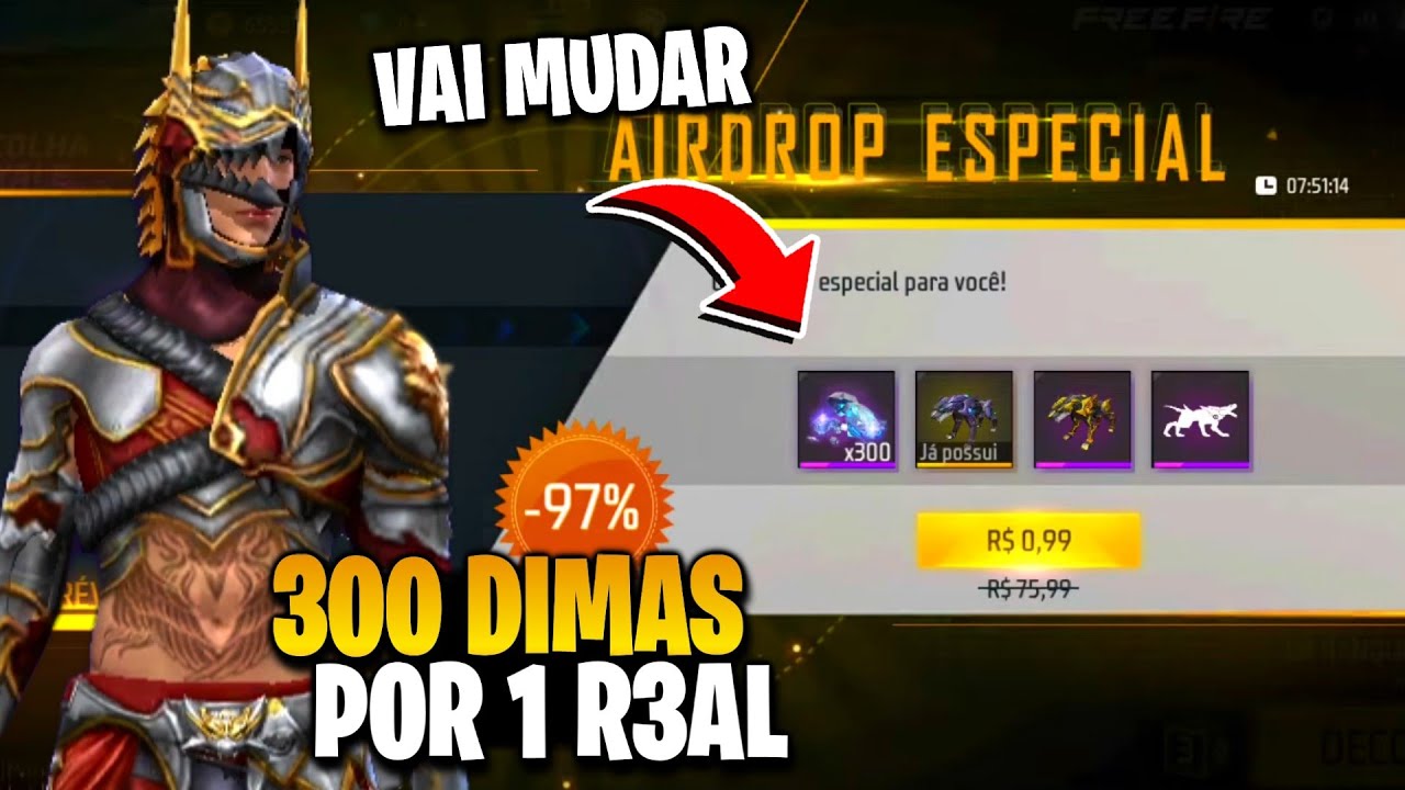 MUDOU! 300 DIMAS POR 1 R3@L, INCUBADORA MAGOS E LOBOS E NO FREE FIRE