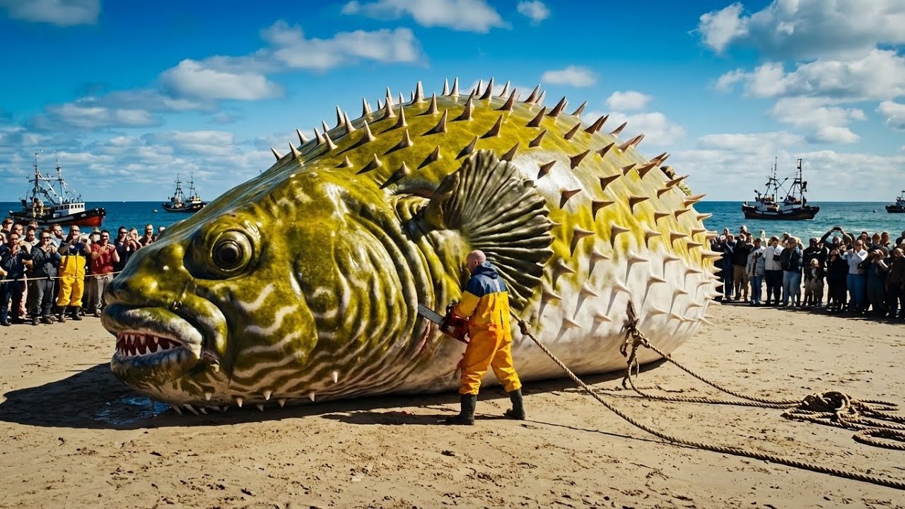 Hundreds of Giant Pufferfish &ndash; Deep Sea Longline Fishing Documentary