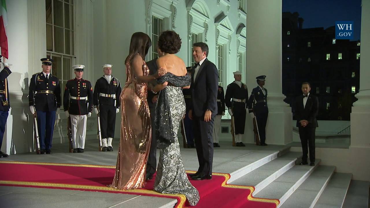 President Obama and the First Lady Welcome Prime Minister Renzi and Mrs. Landini of Italy