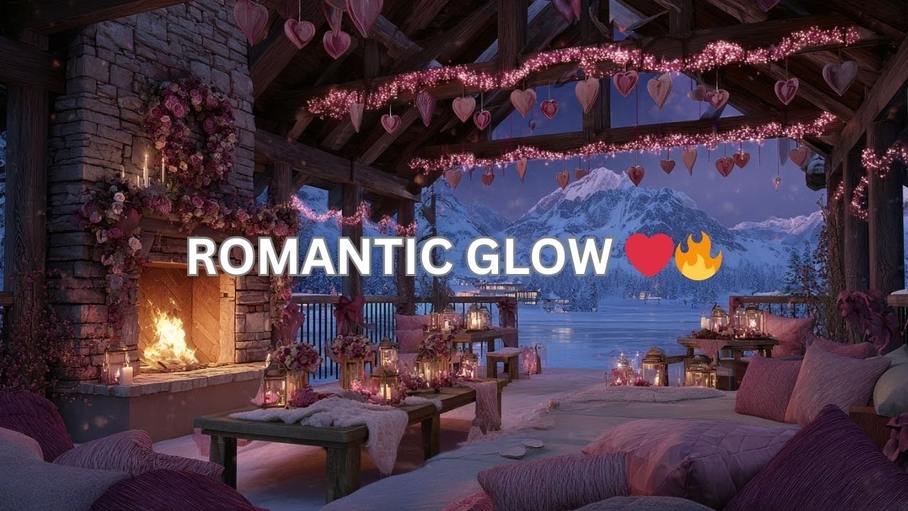 Romantic Valentine’s Retreat ❤️ Firelight & Snowy Lake